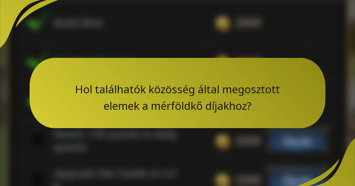 Hol találhatók közösség által megosztott elemek a mérföldkő díjakhoz?